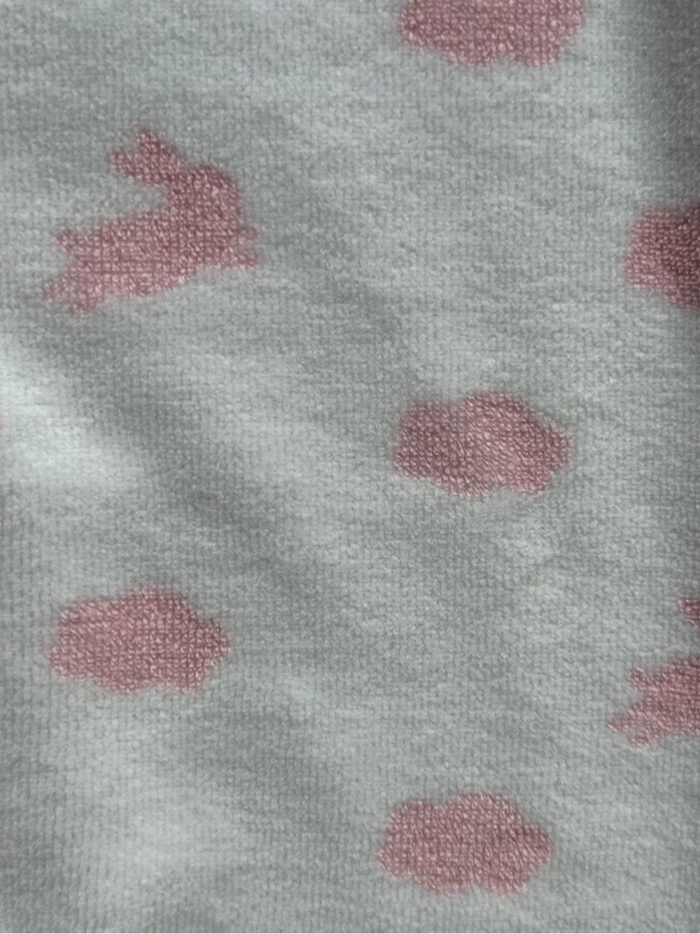 Jacadi Baby Girl White Velvet Footie Pajamas with Pink Clouds & Rabbits - Sz. 3M